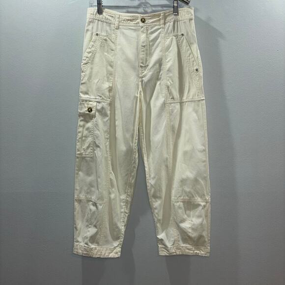 Anthropologie Carson Utility Barrel Pants White Cargo Size 10 - Picture 7 of 15
